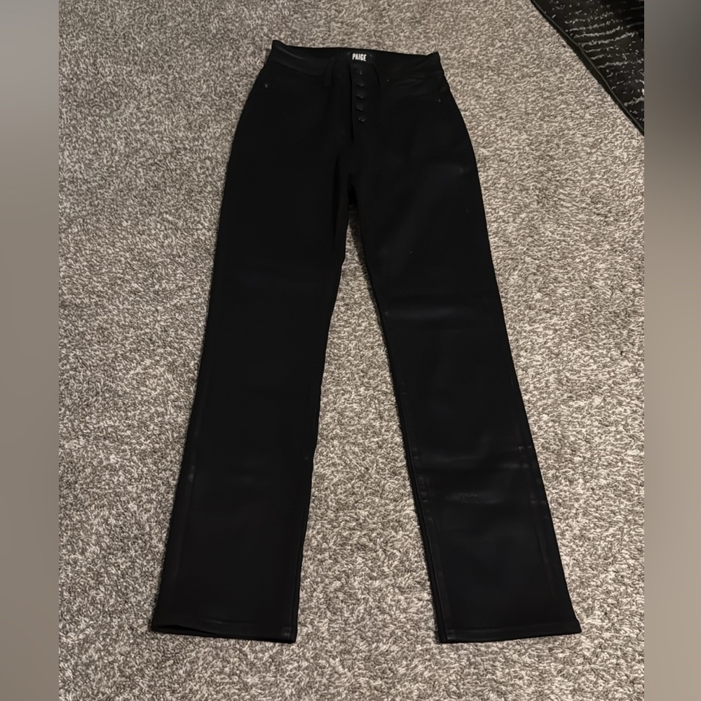 PAIGE Accent Crop High Rise Black Jeans